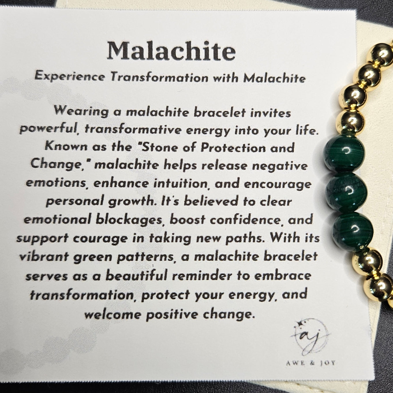 Malachite and gold bracelet
