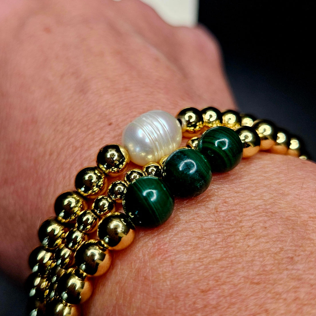 Malachite and gold bracelet